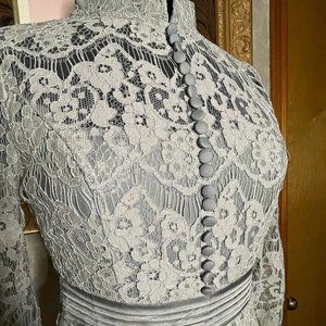 Elegant Dove Gray Lace Dress